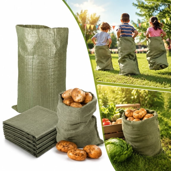 Tutuviw 5Pcs Potato Sack Bag 40" x 24" Outdoor Sports Games Sacks for Adults Kids Outdoor Lawn Games Durable Large Natural Burlap Sack for Sack Races Outdoor Lawn