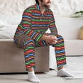 thumbnail image 7 of Fuzoiu Mexican Leopard Serape Blanket Stripes Print Men's Long-Sleeved Pajama,Lounge Button Down Nightwear,Mens Notch Collar Pajama Set-X-Large, 7 of 7