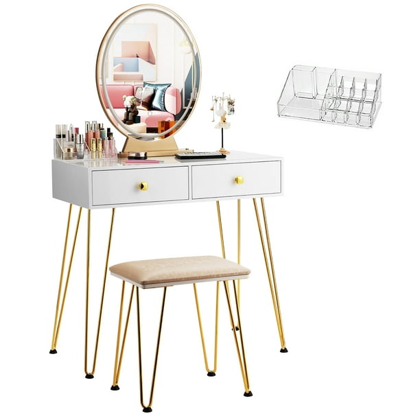 Costway Vanity Makeup Dressing Table W/ 3 Lighting Modes Mirror Touch