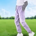 thumbnail image 4 of Riecok Cargo Pants for Boys Elastic Waist Casual Jogging Trousers Bottom with Pockets Solid Color Pull on Pants Purple 5 Years, 4 of 4