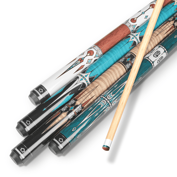 HomeSeason 4-Pack Pool Cue Stick 57" Billiard Cue Sticks Professional Low Deflection Pool Sticks Maple WoodPool Sticks 18/19/20/21oz with 3/8 * 8 Pin Joint and 13mm Tip