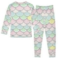 thumbnail image 2 of joogoo Cartoon Scale Pattern 2 Piece Long Sleeve Tee and Pants Cotton Pajama Set 6Y, 2 of 7