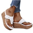thumbnail image 4 of HAOTAGS Womens Summer Wedge Sandals Slide Sandals Clip Toe Casual Beach Shoes White Size 7.5, 4 of 5