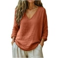thumbnail image 5 of AUNVITO Women's V-Neck Shirt Long Sleeve Casual Fit Pullover Top Casual and Fashionable, 5 of 6