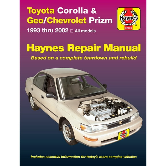 Pre-Owned Toyota Corolla & Geo/Chevrolet Prizm 1993 Thru 2002 Haynes Repair Manual (Paperback) 1563924552 9781563924552