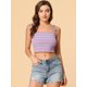 thumbnail image 4 of INSPIRE CHIC Top sin mangas de verano sin mangas con tirantes finos y tirantes finos con lazo a rayas arcoíris para mujer Lavanda Multicolor XS, 4 of 5