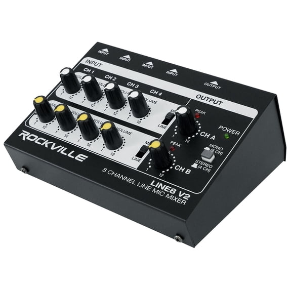 Rockville Mixer Add up to (8) Dynamic Podcast Podcasting Mics to Audio Interface