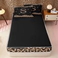 thumbnail image 4 of Meiyoeat Vintage Leopard Letter S Zipper Twin Comforter Sets with Fitted Sheet and 2 Pillowcases for Women Youth, Retro Polka Dot Zipper Bedding Set for Decor,4-Piece,Black Reversible, 4 of 6
