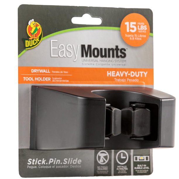 Duck EasyMounts Soporte para fregona y escoba – Estante de montaje en pared resistente para organización y almacenamiento del hogar – Sin instalación de herramientas – Soporta hasta 15 libras – Paquet
