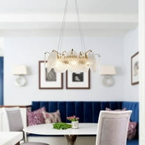 FINE MAKER Modern 3 Tiers Gold Crystal Chandelier, 8 Light Round Hanging Ceiling Light Fixtures, Modern Chandelier Lighting for Bedroom, Living Room, Dining Room, Gold