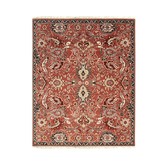 EORC Rust Hand Knotted Wool Traditional Sultanabad Rug, 9' x 12'
