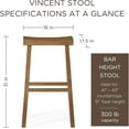 thumbnail image 2 of Maven Lane Vincent 31 Inch Tall Bar Height Backless Rectangular Saddle Barstool in Antiqued Natural Finish with Rustic Wood Top Seat, Set of 2, 2 of 6