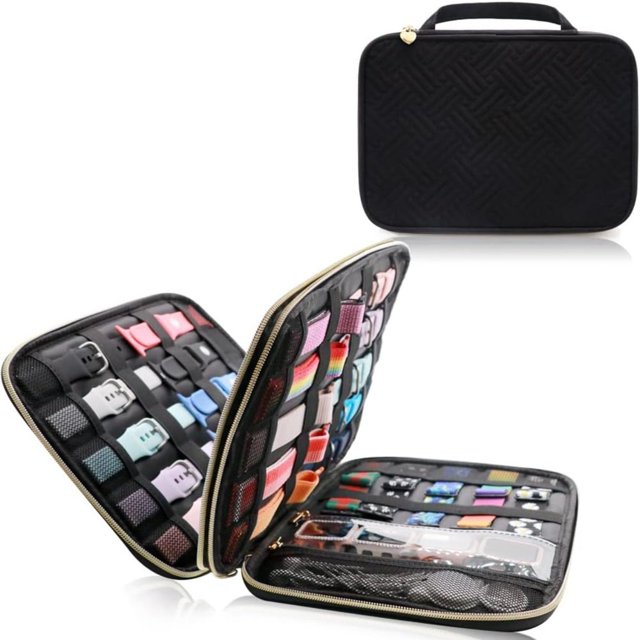 POINTERTECK Watch Band Holder for Apple Watch Bands - An Apple Watch Band Case Organizer with 35 Band Capacity and Zippered Compartment Sleeves (Pink)