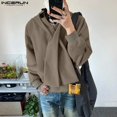 thumbnail image 2 of Sudadera con capucha de estilo coreano para hombre, diseño deconstructivo, color liso, informal, de manga larga, tallas S a 5XL, INCERUN Tops 2024, 2 of 5