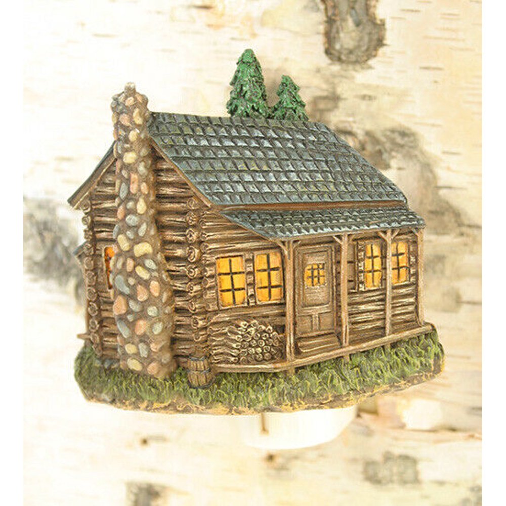 RUSTIC LOG CABIN Electric Night Light, 4" Tall, by Slifka