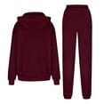 thumbnail image 3 of Plus Size Sweatsuits Set for Women 2 Piece Velour Tracksuit Fall Outfit Pullover Hoodie and Sweatpants with Pockets Wine XL, 3 of 3