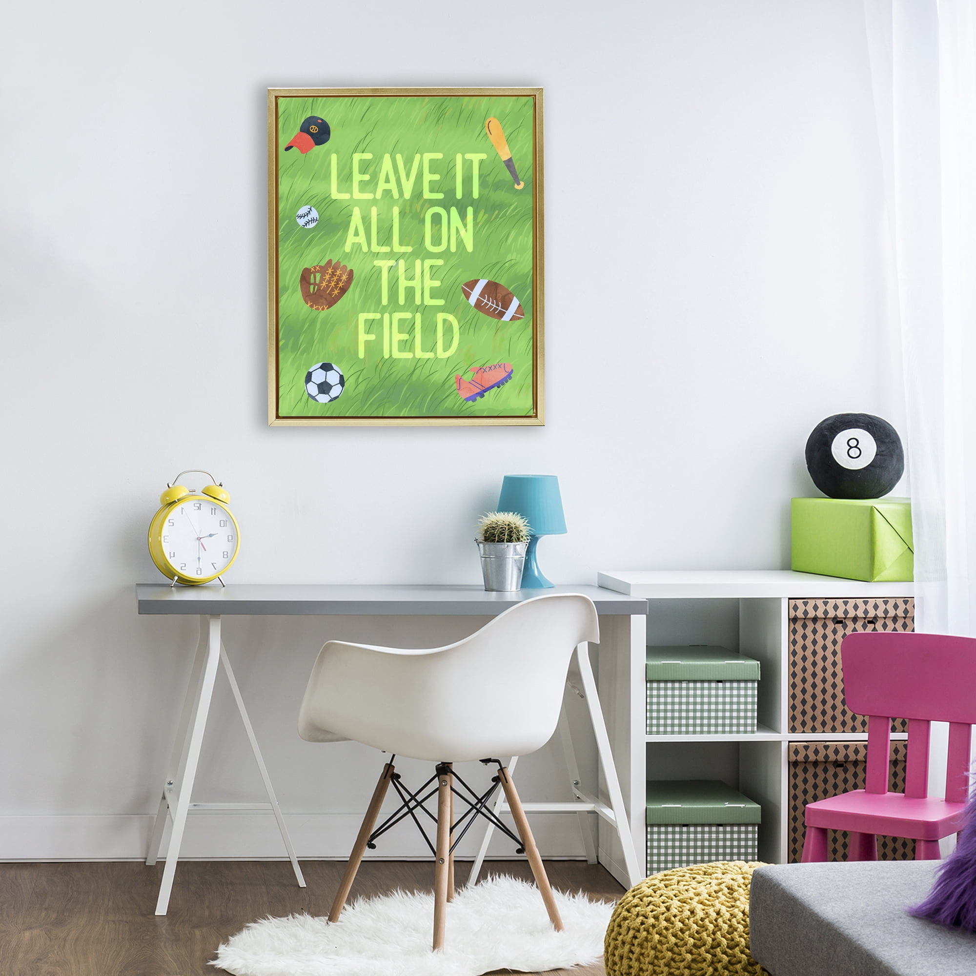 Stupell Industries Leave It On The Field Gold Framed Floater Canvas Wall Art, design by Lil' Rue