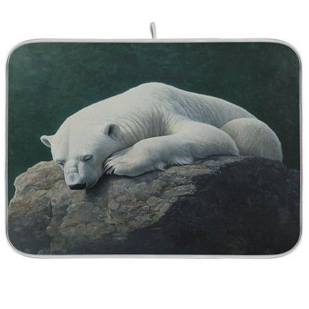 

BZSMCE Dish Drying Mat White Polar Bear Design Drying Mats