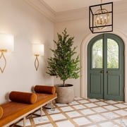 Possini Euro Design Sian Modern Wall Light Sconces Set of 2 Warm Brass Hardwired 10 Fixture White Half-Moon Linen Shade for Bedroom