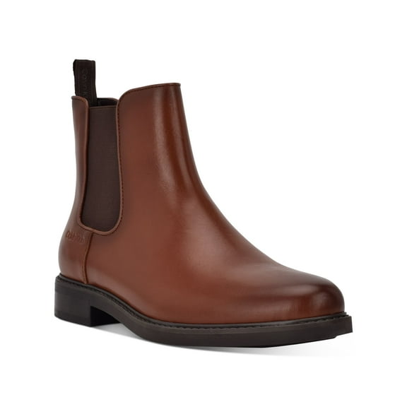 CALVIN KLEIN Mens Brown Pull Tab Goring Cushioned Fenwick Round Toe Block Heel Chelsea 11 M