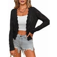 thumbnail image 2 of Women'S Long Sleeve Cropped Cardigan Sweaters Open Front Hollow Out Shrugs Black M, 2 of 8