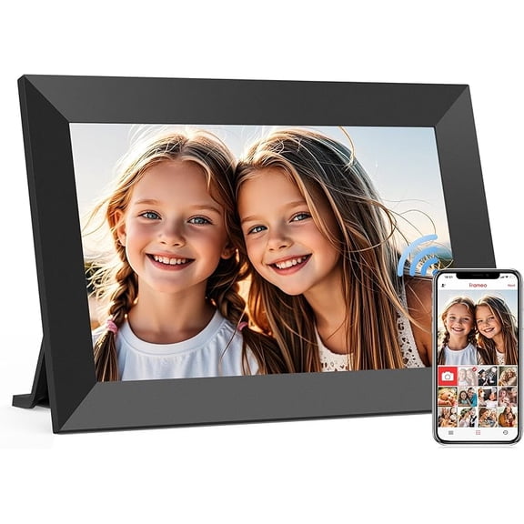 MY Frameo 10.1 Inch WiFi Digital Picture Frame, Smart Cloud Electronic Photo Frame with HD IPS Touch Screen Slideshow 32GB Memory Auto-Rotate Wall Mount, Share Photos/Videos from Phone by Frameo App