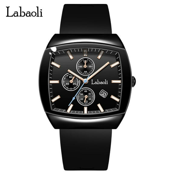 Explojoy Unisex Square Quartz Watch – Waterproof, Date Display, Luminous Dial, Silicone & Leather Strap