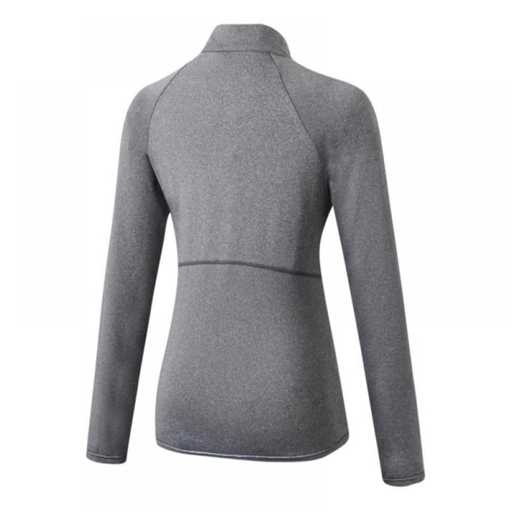 Women Long Sleeve Zipper Quick-Drying Clothes Autumn Sports Fitness Training Solid Color T-Shirt Tops
