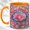 Orange, variant on Faceted Pink Rose Accent Mug, 11oz Ceramic Coffee Cup for Rose Lovers