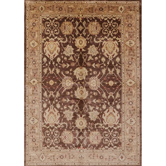 Ahgly Company Indoor Rectangle Mid-Century Modern Brown Sand Brown Oriental Area Rugs, 2' x 5'