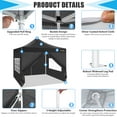 thumbnail image 5 of SANOPY 10x10 Heavy Duty Pop Up Canopy Tent with 4 Sidewalls, Commercial Instant Waterproof Canopy Tent, UV 50+ with Silver Coated, Upgraded Thickened Hexagonal Legs, Black, 5 of 8