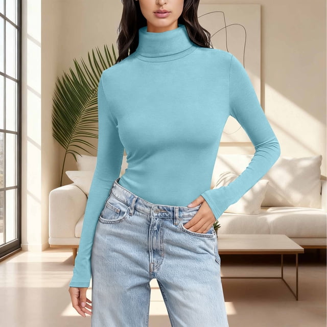 Ailaofu Chandail à Col Roulé pour Femmes Manches Longues Décontracté Automne Hiver chandail Tricoté
