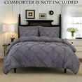 thumbnail image 5 of 3-Piece Duvet Cover with Matching Sham, Pinch Pleat Design, All Season Suitable Comforter Cover, Full/Queen, Gray, 5 of 5