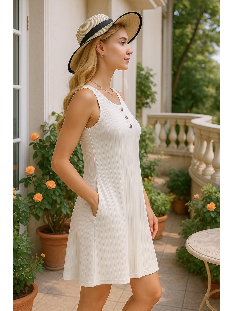 Ohhsheen Sleeveless Summer Dress for Women Ribbed Knit A-Line Mini Dress Knee Legnth, Casual Vacation Beach Dress for Women 2025 Ohhsheen Sleeveless Summer Dress for Women Ribbed Knit A-Line Mini Dress Knee Legnth, Casual Vacation Beach Dress for Women 2025