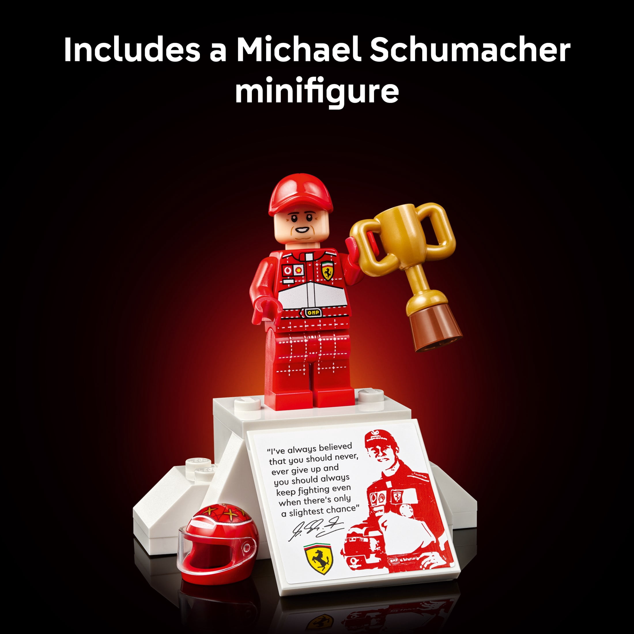 LEGO Icons Ferrari F2004 & Michael Schumacher Building Set for Adults, Ages 18+ - Ferrari F1 Bedroom, Home Office, Desk Decor - Gift Ideas for Men, Women, & Fans - 11375
