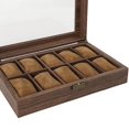 thumbnail image 2 of justharion Luxury Wooden Watch Box Men Jewelry Rings Case Organizer Glass Top 10 Grid, 2 of 8