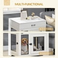 thumbnail image 4 of Barara King Dog House,Pet House,Dog Crate,Dog Crate Furniture with Soft Water-Resistant Cushion, Dog Kennel End Table with Drawer, White, 4 of 9