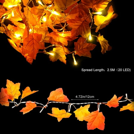 Thanksgiving Decorations 20 Leds Lighted Fall Garland String