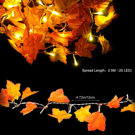 Thanksgiving Decorations 20 LEDs Lighted Fall Garland String Lights LED 8.2 Feet