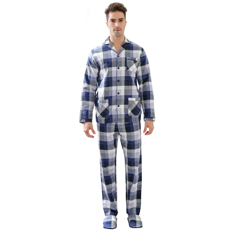 Richie House Men's Pajama Two-piece Pajama Set with Slippers