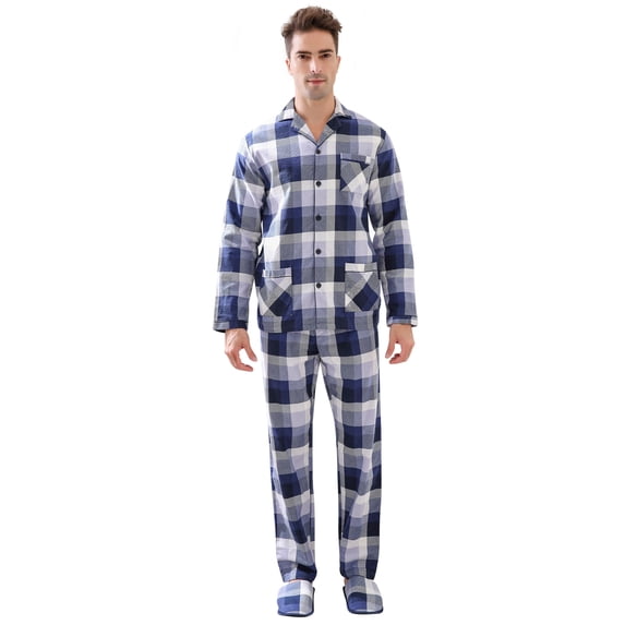 Richie House Men's Pajama Two-piece Pajama Set with Slippers RHM2850