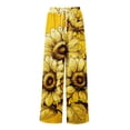 thumbnail image 4 of PEXLYCLU Boho Pants, Lounge Pants Women, Womens Lounge Pants, Boho Wide Leg Pants for Women Flowy Drawstring Floral Palazzo Pants Baggy Tropical Hawaiian Pull On Beach Pant, Earthy Yellow 2XL, 4 of 8