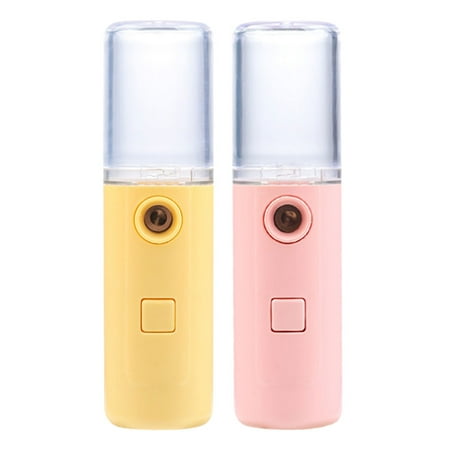 

Facial steam generator USB rechargeable spray visible water tank for facial moisturizing and skin care.-Yellow+Pink