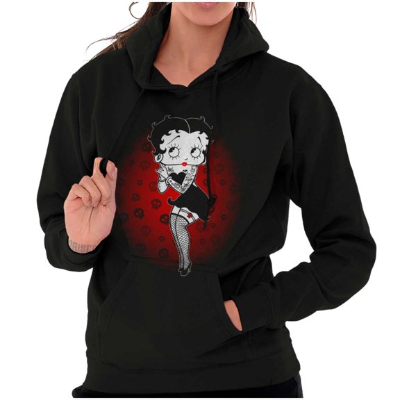 Betty Boop Dark Goth Tattoo Skull Hoodie Sweatshirt Women Brisco Brands S