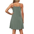 thumbnail image 5 of Ecqkame 2025 Womens Summer Slip&nbsp;Dresses Casual Fashion Sexy Spaghetti Straps V Neck Beach Dresses Hollow Out Solid Color Sleeveless Camisole Sundress with Pockets Green XXL, 5 of 6