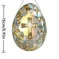 thumbnail image 3 of Easter Egg Cross Suncatcher Easter Cross Suncatcher Stained Glass Ornaments Hanging Sun Catchers Window Light Catchers Garden Window Decor Stained Glass Garden Decor, B, 3 of 6