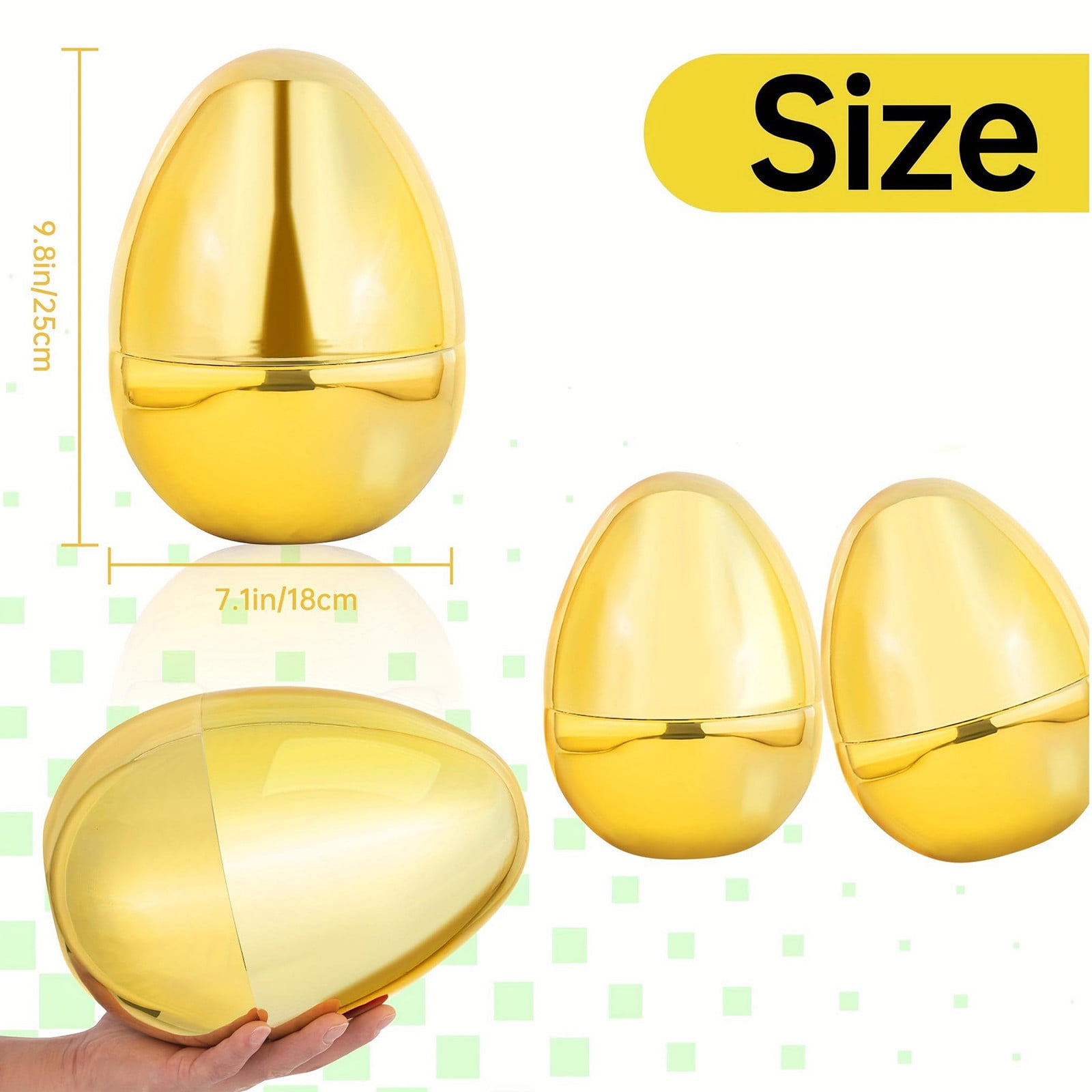 Specollect 4 Pcs Large Open Top Easter Egg for Party Gift Basket Filler, Golden Decorative, Festive Party Supplies and Decorations 25cm