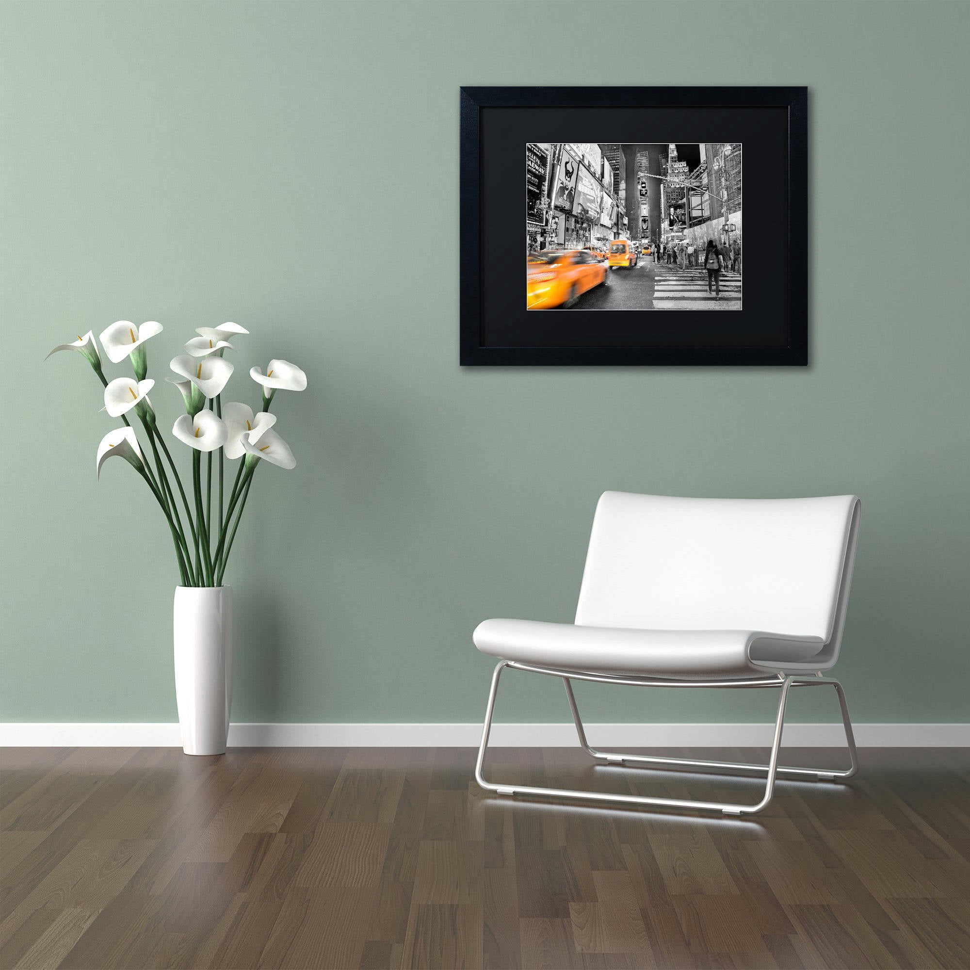 Trademark Fine Art ''Times Square'' by David Ayash 11" x 14" Black Matted Black Frame