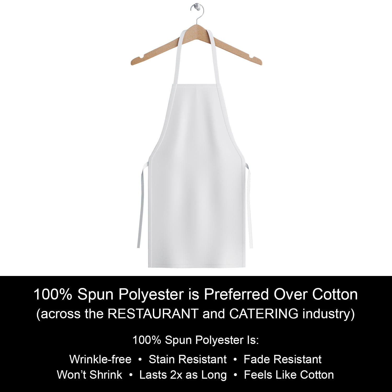 Arkwright Bib Aprons (Bulk Pack of 12), For Cooking, Adjustable Ties, Knee-Length, Spun Polyester, White