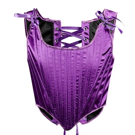 Wenyuyu Women s Satin Corset Tops Sexy Slim Fitted Sleeveless Fishbone Bustiers Solid Cute Bow Strap Camisoles Purple S